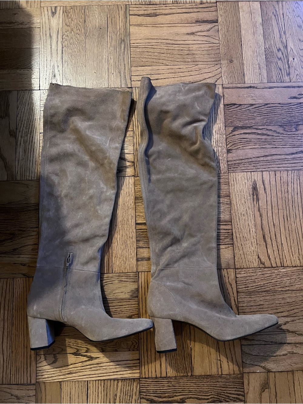 Zara Taupe Suede Over-the-Knee Boots